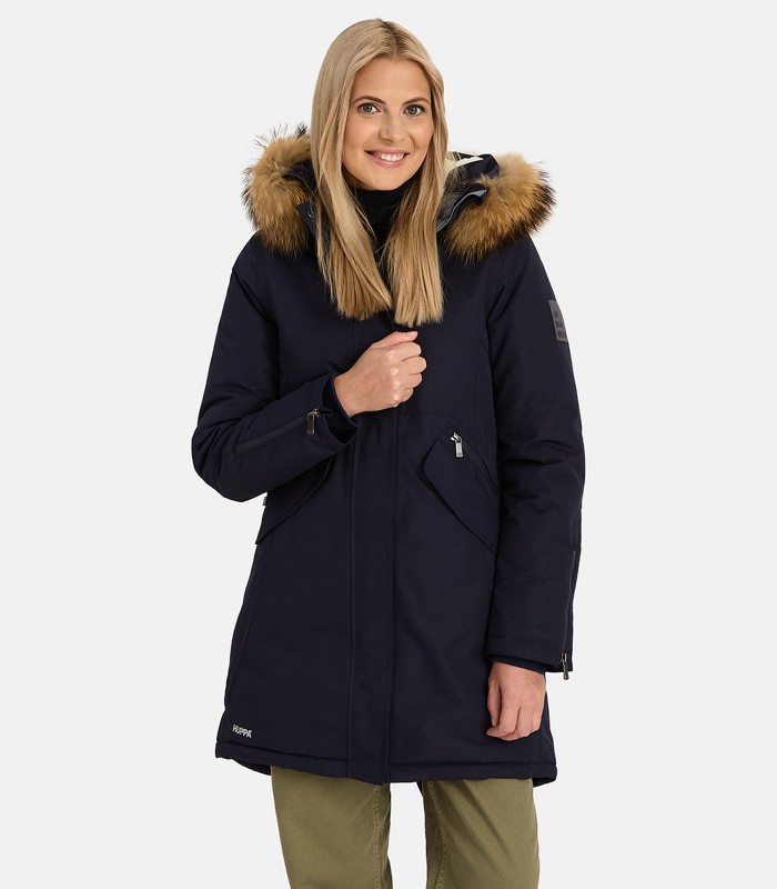 Huppa naisten parka luonnonturkisella Vivian1 200g 12498120*50055